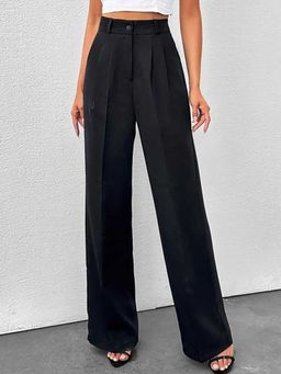 BROADSTAR - Women Black Color Regular Fit Casual Trousers