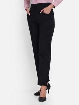 BROADSTAR - Women Black Color Regular Fit Casual Trousers