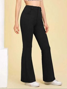 BROADSTAR - Women Black Color Bootcut Casual Trousers