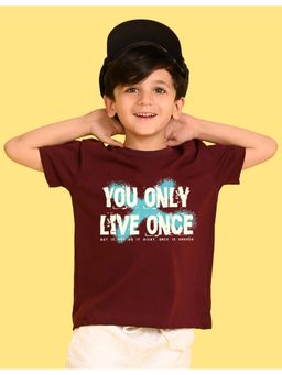 Nusyl - Boys Wine You Only Live Once Text Printed Cotton Blend Oversized T-shirt