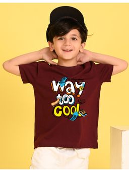 Nusyl - Boys Wine Way To Cool Text Printed Cotton Blend Oversized T-shirt