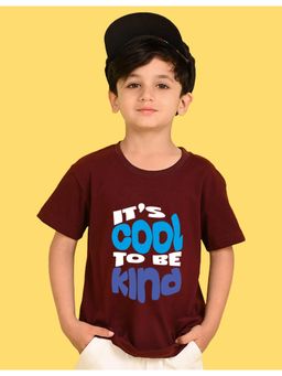Nusyl - Boys Wine It's Cool To Be Kind Text Printed Cotton Blend Oversized T-shirt
