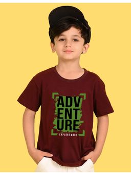Nusyl - Boys Wine Adventure Text Printed Cotton Blend Oversized T-shirt