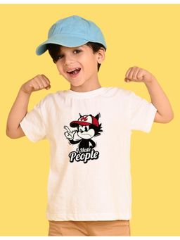 Nusyl - Boys White i Hate People Text Printed Cotton Blend Oversized T-shirt