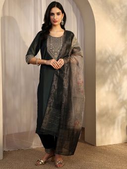 Libas - Black Silk Blend Kurta With Salwar & Dupatta