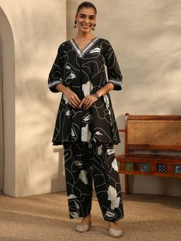 Libas - Black Cotton Kurta With Salwar