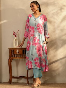 Libas - Grey Muslin Kurta With Pant