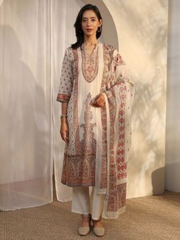 Libas - Multi-Color Cotton Blend Kurta With Pant & Dupatta