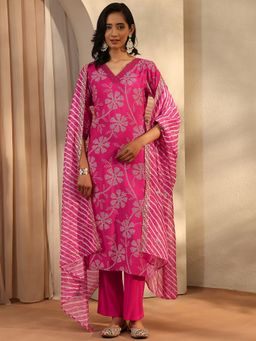 Libas - Pink Silk Blend Kurta With Pant & Dupatta