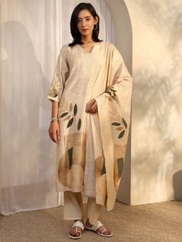 Libas - Off White Silk Blend Kurta With Pant & Dupatta