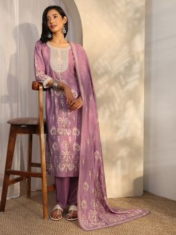 Libas - Purple Silk Blend Kurta With Pant & Dupatta