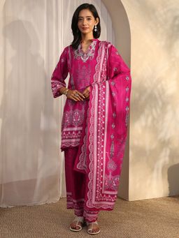 Libas - Pink Silk Blend Kurta With Palazzo & Dupatta