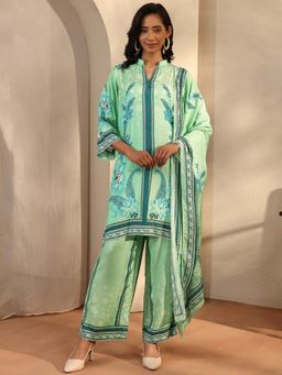 Libas - Green Muslin Kurta With Palazzo & Dupatta