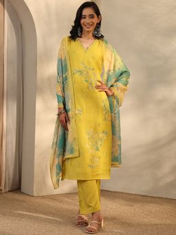 Libas - Green Chanderi Kurta With Pant & Dupatta