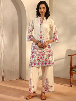 Libas - Off White Cotton Kurta With Palazzo