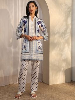 Libas - Off White Cotton Blend Kurti With Pant