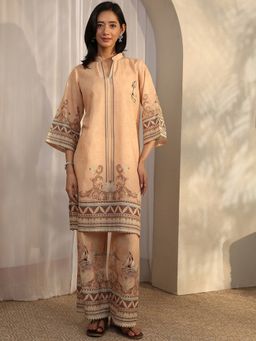 Libas - Peach Cotton Blend Kurta With Palazzo