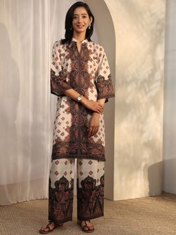 Libas - Off White Cotton Blend Kurta With Palazzo