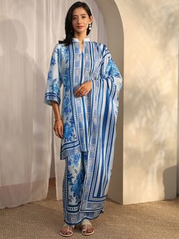 Libas - Blue Silk Blend Kurta With Palazzo & Dupatta