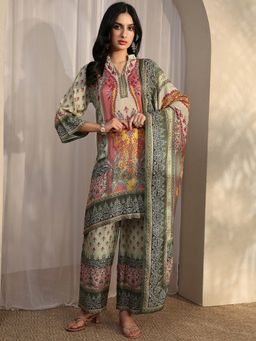 Libas - Green Silk Blend Kurta With Palazzo & Dupatta