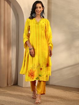 Libas - Yellow Silk Blend Kurta With Pant & Dupatta