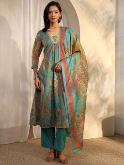 Libas - Green Chiffon Kurta With Pant & Dupatta