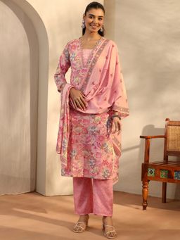 Libas - Peach Cotton Blend Kurta With Pant & Dupatta