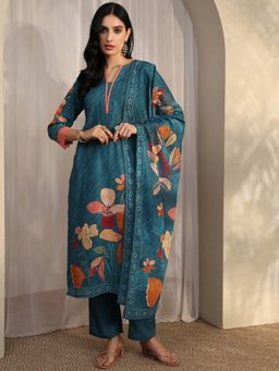 Libas - Blue Cotton Blend Kurta With Pant & Dupatta