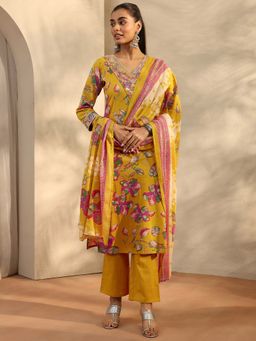 Libas - Mustard Cotton Kurta With Pant & Dupatta