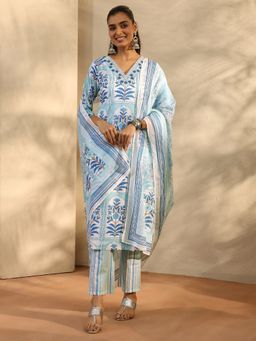 Libas - White Cotton Kurta With Pant & Dupatta