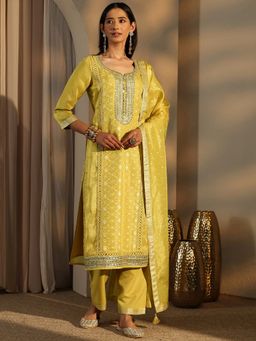Libas - Green Silk Blend Kurta With Pant & Dupatta