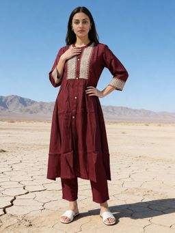 Rangita - Red Polyviscose Kurta With Pant