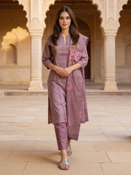 Rangita - Lavender Polyviscose Kurta With Pant & Dupatta