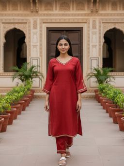 Rangita - Pink Polyviscose Kurta With Pant