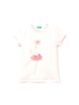 United Colors of Benetton - Girls Pink Applique Round Neck Top