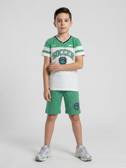 Monte Carlo - Regular Fit Half Sleeve Printed T-Shirt with Shorts