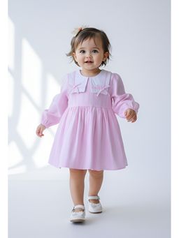 Bella Moda - Striped Dress with Peter Pan Collar and Bow Detail