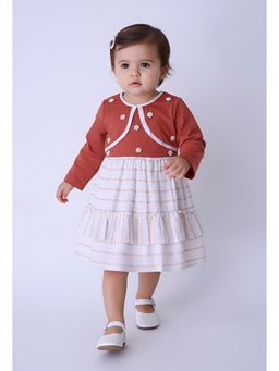 Bella Moda - Dress with Embellished Yoke and Striped Frill Hem