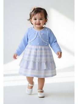 Bella Moda - Dress with Embellished Yoke and Striped Frill Hem