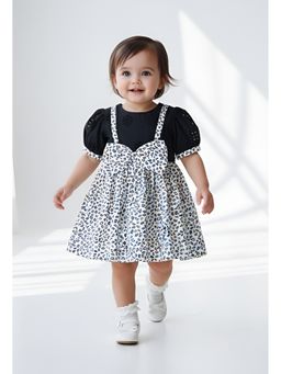 Bella Moda - Animal Print Dress with Layered Look and Bow Accent