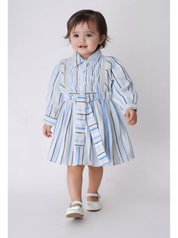 Bella Moda - White Striped Dress with Belt