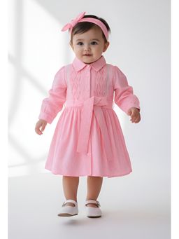 Bella Moda - Pink Striped Dress with Belt