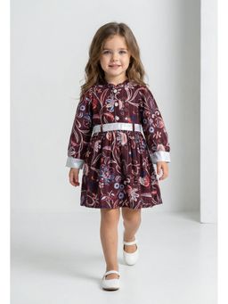 Bella Moda - Fancy Full-Sleeve Dress with Contrast Cuff and Belt