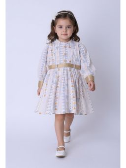 Bella Moda - Fancy Full-Sleeve Dress with Contrast Cuff and Belt
