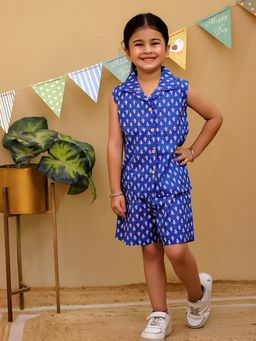 Tiny Bugs - Blue Shirt Style Top with Shorts