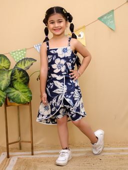 Tiny Bugs - Navy Blue Front Cut Top with Shorts