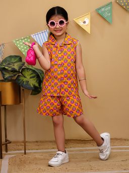 Tiny Bugs - Orange Shirt Style Top with Shorts