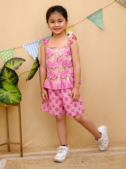 Tiny Bugs - Pink Frill Sleeves Top with Shorts