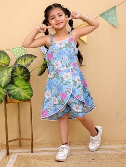 Tiny Bugs - Sky Blue Front Cut Top with Shorts