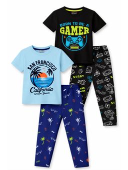 Trampoline - Cotton Blend Knit Game and California Printed T-Shirt and Pant (Pack Of 2)